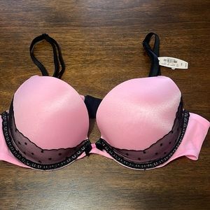 Victoria’s Secret Pink & Black padded push-up bra NWT